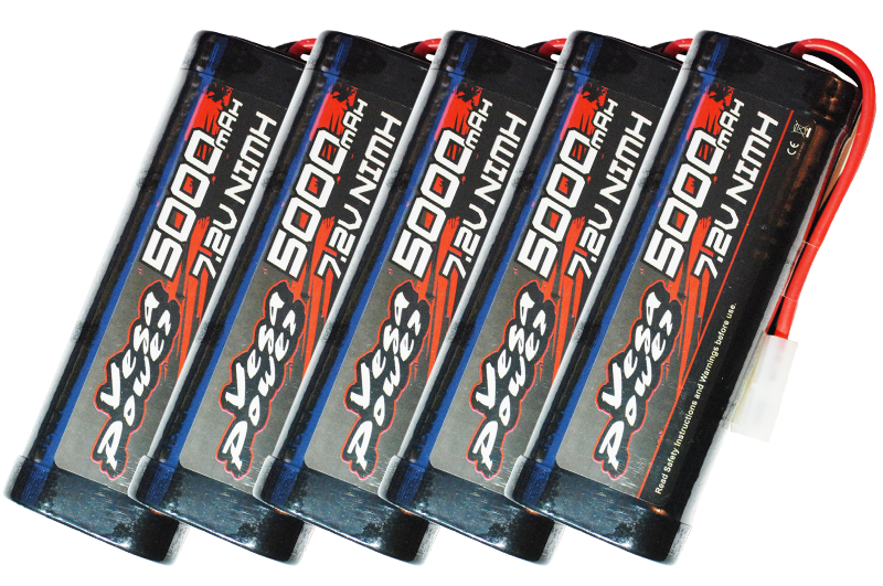 5x Himoto 7,2V 5000mAh NiMH Accu Tamiya - 25% VOORDEEL!