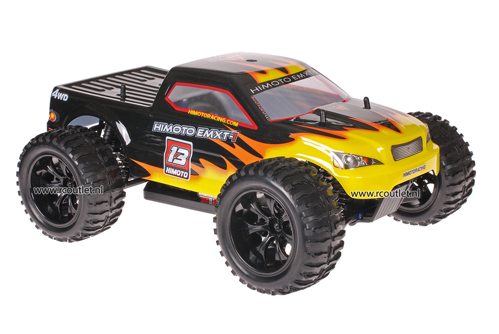 Himoto 1:10 RC Monster Truck Black Flames 2.4GHz AANBIEDING!