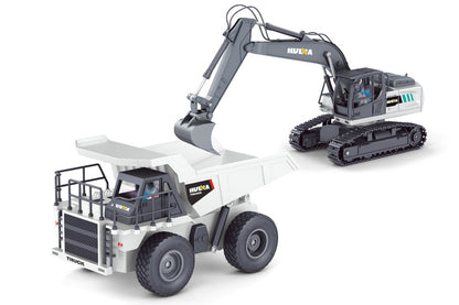 Huina RC 1559 1:24 Graafmachine & Kiepwagen set