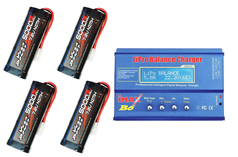4x Himoto 7,2V 5000mAh + 1x Imax B6 Snellader [XT7723]