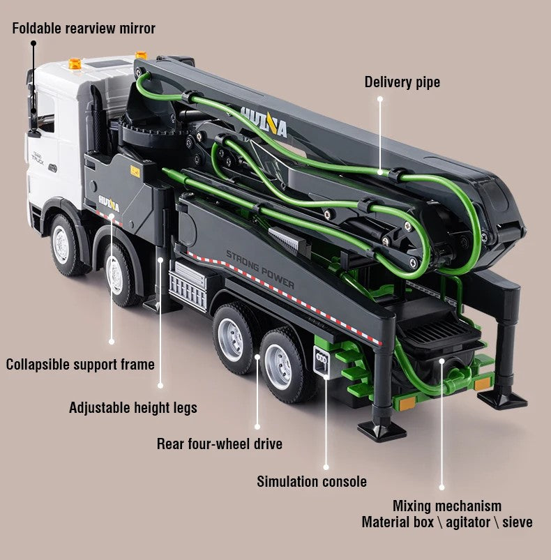 Huina RC 1381G 1:18 Betonpomp Truck Groen