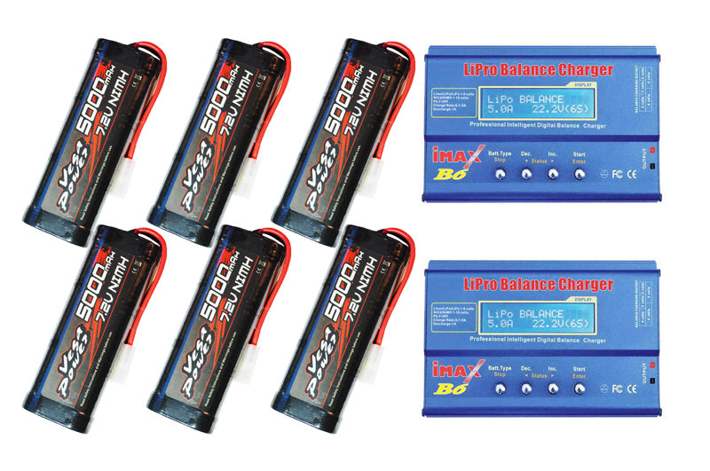 6x Himoto 7,2V 5000mAh + 2x Imax B6 Snellader [XT7725]
