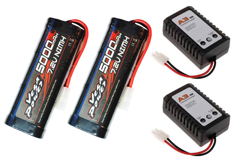2x Himoto 7,2V 5000mAh + 2x Imax A3 Snellader [XT7714]