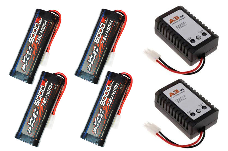 4x Himoto 7,2V 5000mAh + 2x Imax A3 Snellader [XT7715]